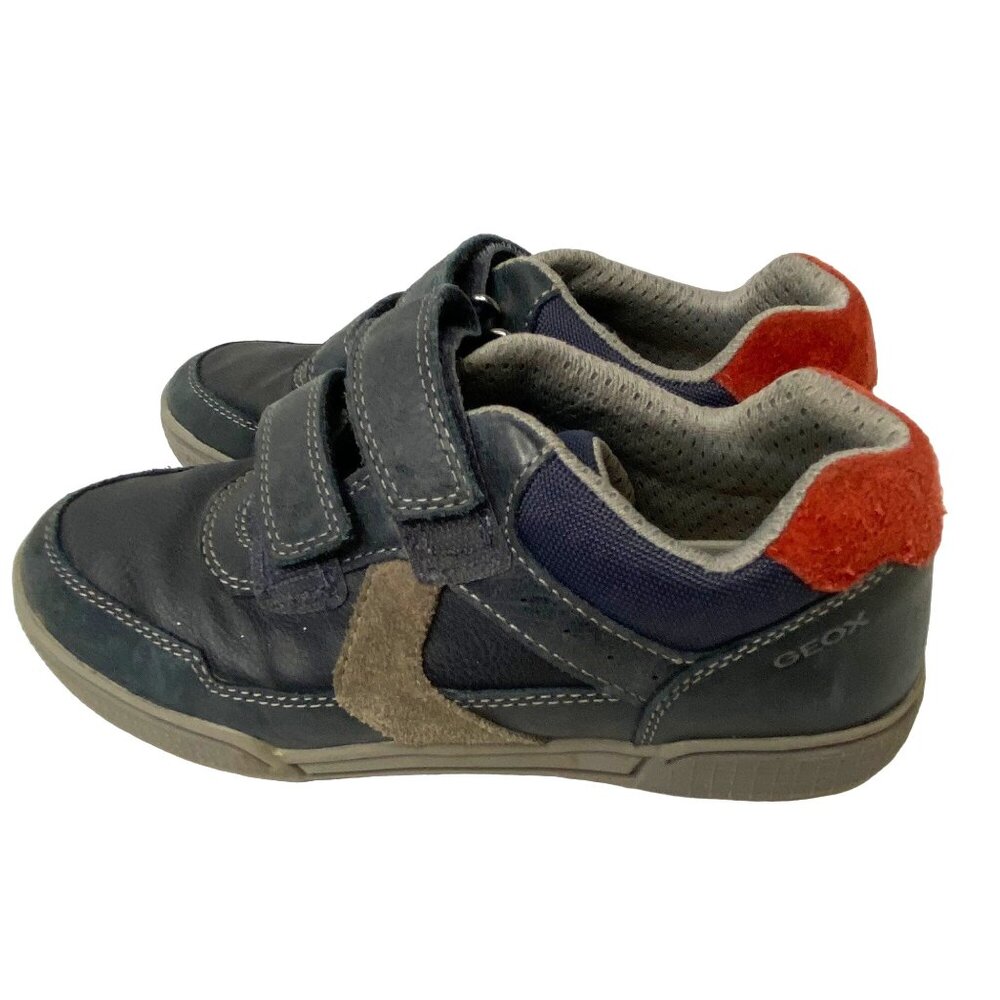 Geox Respira Kids Navy Blue Leather Suede Hook Loop Sneakers Size US‎ 2 EUR 33